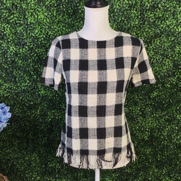 Gingham raw edge top - Picture 1 of 7